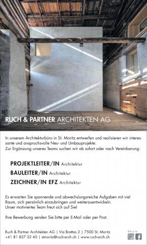 PROJEKTLEITER/IN Architektur BAULEITER/IN Architektur ZEICHNER/IN EFZ Architektur